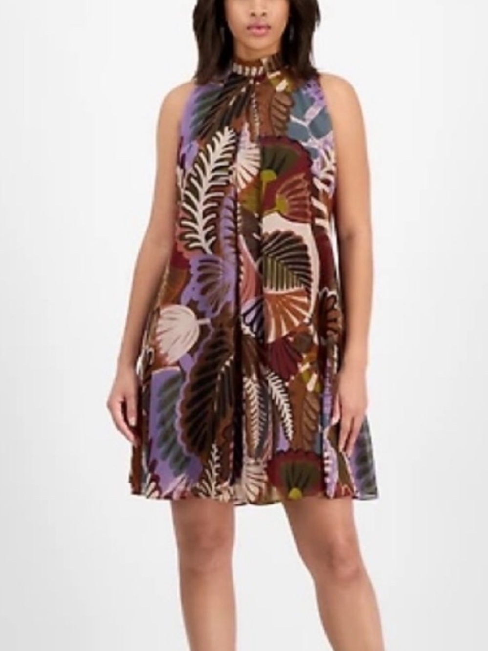 Robbie Bee Womens Sleeveless Leaf Shift Dress - Picture 2 of 3